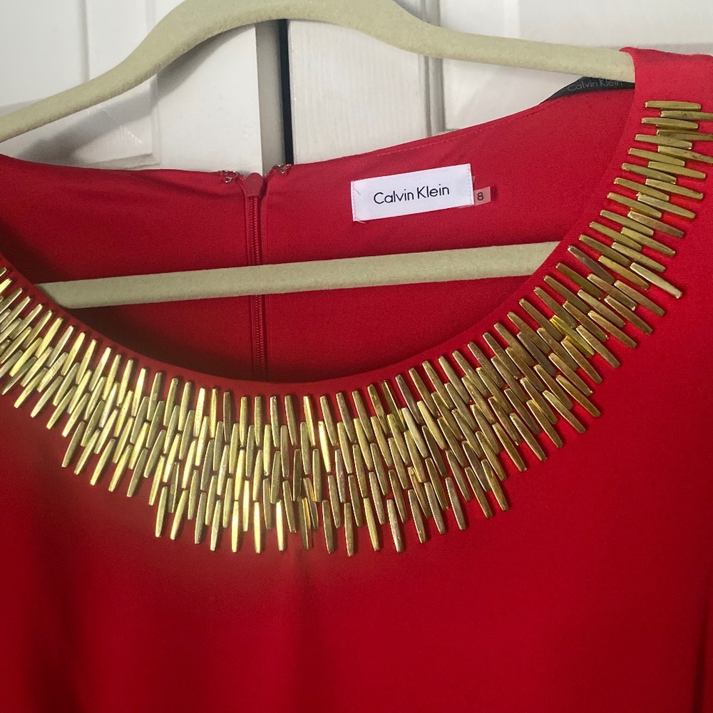 Calvin Klein red and gold dress